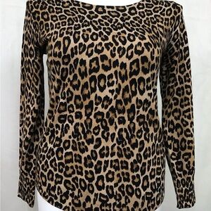 Chico's Leopard Print Scoop Neck Sweater - Brown & Black